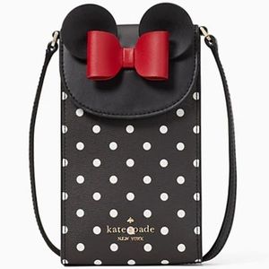 Kate Spade Minnie Mouse Disney N/S Phone Crossbody Bag Purse Black White